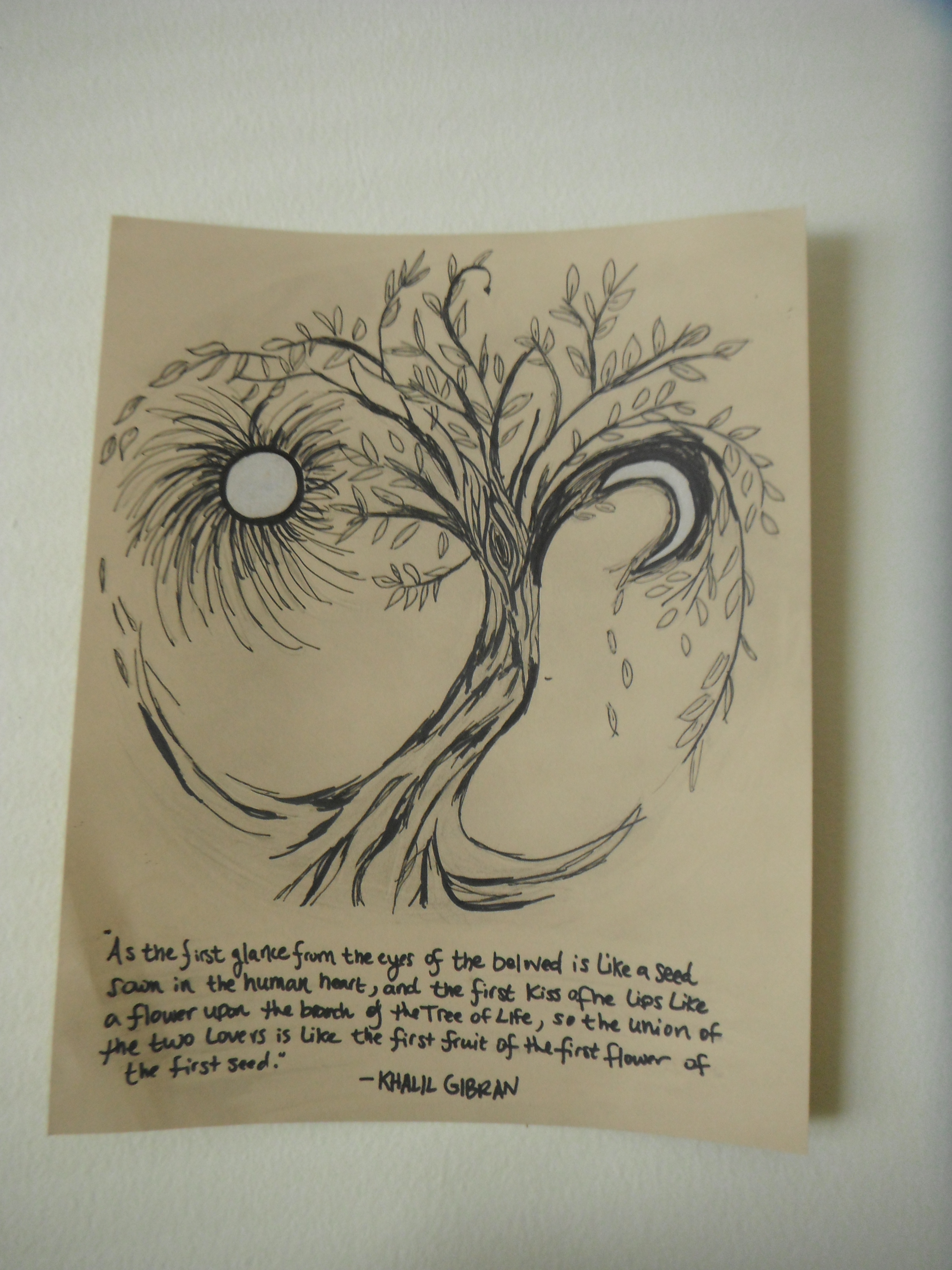 tree of life drawing with kahlil gibran quote